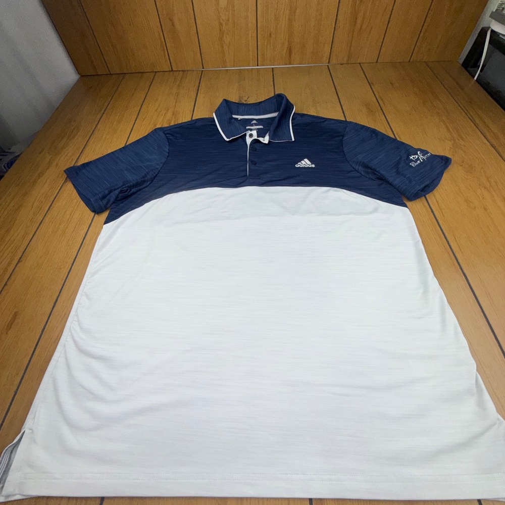 Adidas Golf Mens Large Blue White Colorblock Blue Monster Polo Shirt RN88387